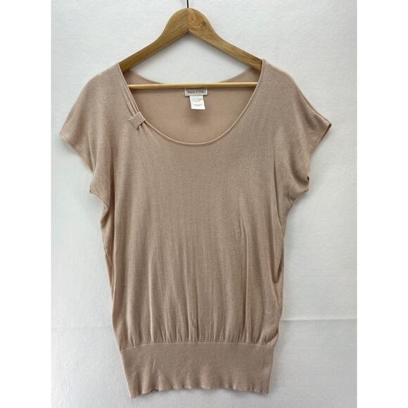 Monroe & Main Soft‎ Pink Viscose Silk Cap Sleeve Short Sleeve Sweater Sz M - Picture 1 of 7